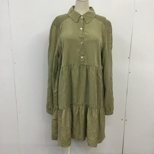 ザラ ZARA ワンピース ミニスカート 0108 022 506 ティアードミニOP M 無地 カーキ / カーキ /  レディース USED 古着 中古 10067189
