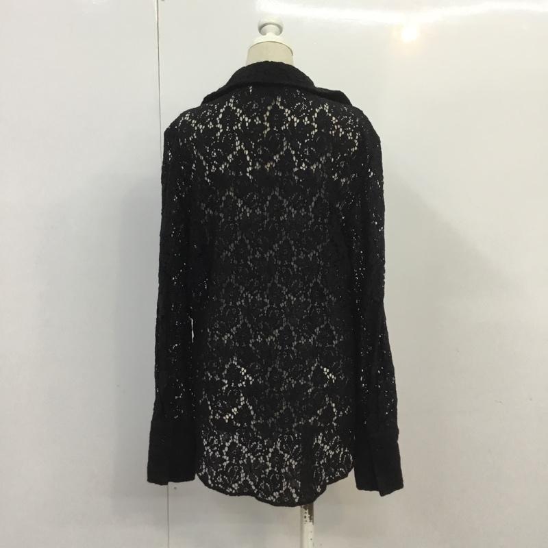 ザラ ZARA カットソー 長袖 9479 279 800 リボンタイ Vネック S レース柄 黒 / ブラック /  レディース USED 古着 中古 10067210