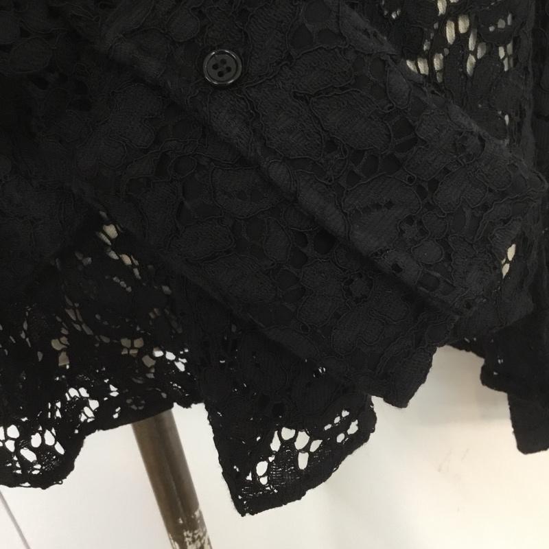 ザラ ZARA カットソー 長袖 9479 279 800 リボンタイ Vネック S レース柄 黒 / ブラック /  レディース USED 古着 中古 10067210