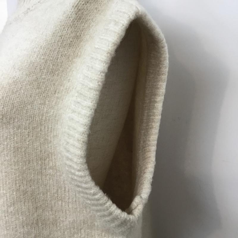 ザラ ZARA ワンピース ロングスカート 1215 100 712 サイドスリット スタンドカラー ニット S 無地 アイボリー / アイボリー /  レディース USED 古着 中古 10067331