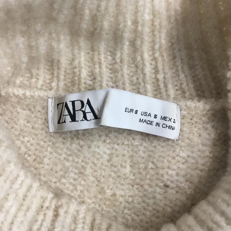 ザラ ZARA ワンピース ロングスカート 1215 100 712 サイドスリット スタンドカラー ニット S 無地 アイボリー / アイボリー /  レディース USED 古着 中古 10067331