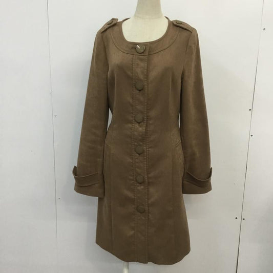 インディヴィ INDIVI ジャケット、上着 ジャケット、ブレザー 127-99033 ノーカラー ロング丈 40 無地 茶 / ブラウン /  レディース USED 古着 中古 10067394