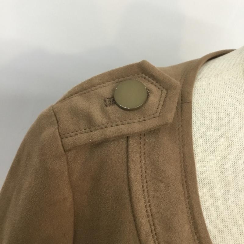 インディヴィ INDIVI ジャケット、上着 ジャケット、ブレザー 127-99033 ノーカラー ロング丈 40 無地 茶 / ブラウン /  レディース USED 古着 中古 10067394