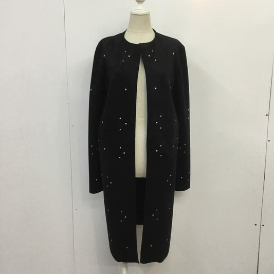 ザラ ZARA カーディガン 長袖 2712 158 800 スタッズ ガウン ノーカラー フェイクフェイクスウェード XS  黒 / ブラック /  レディース USED 古着 中古 10067412