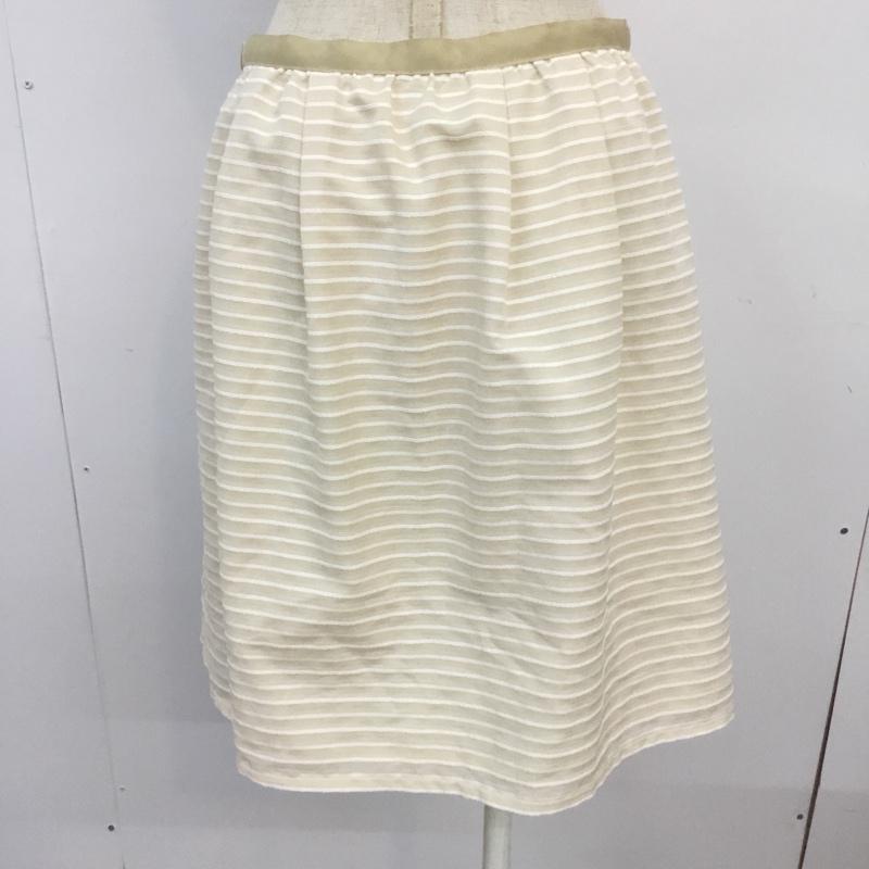 ナチュラルビューティーベーシック NATURAL BEAUTY BASIC スカート ひざ丈スカート M ボーダー柄 ベージュ / ベージュ /  レディース USED 古着 中古 10067756