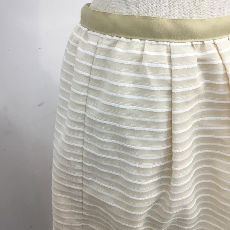 ナチュラルビューティーベーシック NATURAL BEAUTY BASIC スカート ひざ丈スカート M ボーダー柄 ベージュ / ベージュ /  レディース USED 古着 中古 10067756