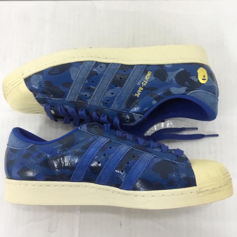 アディダス adidas スニーカー スニーカー S74775 SUPER STAR 80v UNDFTD BAPE 27.5cm 箱有 カモ柄 27.5cm ロゴ、文字 青 / ブルー / X 白 / ホワイト /  メンズ USED 古着 中古 10067777