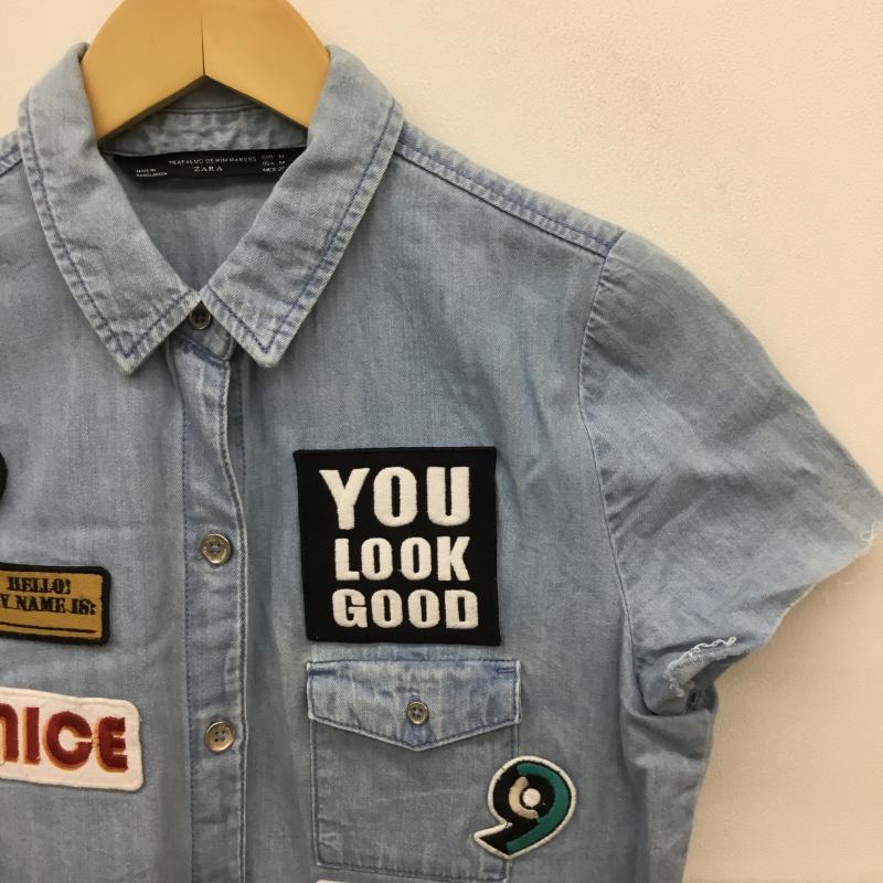 ザラ ZARA ワンピース ひざ丈スカート M 刺繍 水色 / ライトブルー /  レディース USED 古着 中古 10067872