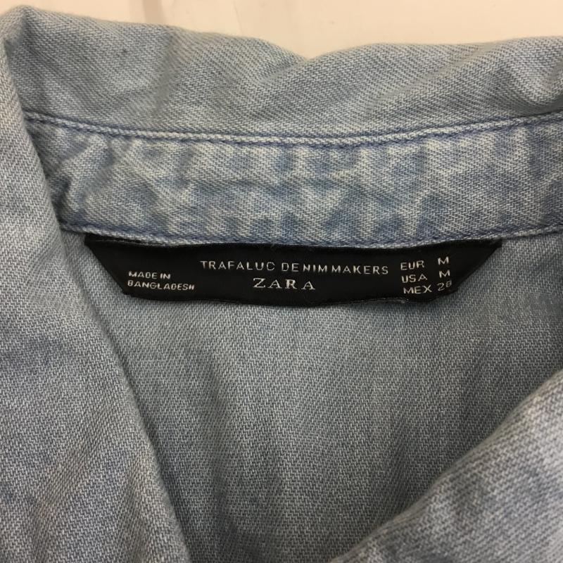 ザラ ZARA ワンピース ひざ丈スカート M 刺繍 水色 / ライトブルー /  レディース USED 古着 中古 10067872