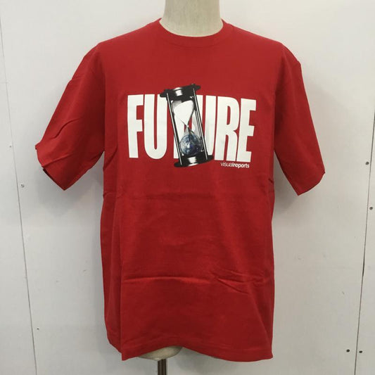 ウ゛ィジュアルリポーツ VISUALREPORTS Tシャツ 半袖 クルーネック ロゴ L プリント 赤 / レッド /  メンズ USED 古着 中古 10067938