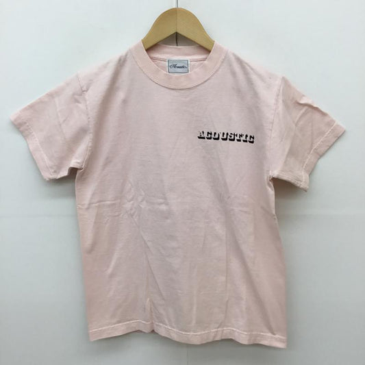 アコースティック ACOUSTIC Tシャツ 半袖 S ロゴ、文字 X プリント 桃 / ピンク /  メンズ USED 古着 中古 10068001
