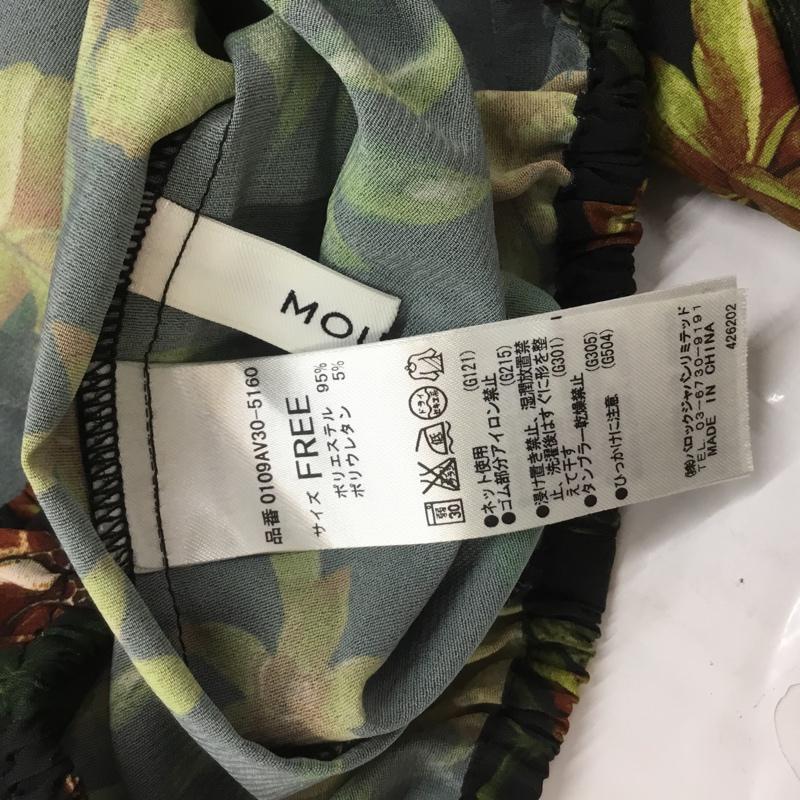 マウジー MOUSSY カットソー 半袖 オフショル トロピカル柄 FREE 総柄 黒 / ブラック /  レディース USED 古着 中古 10068215