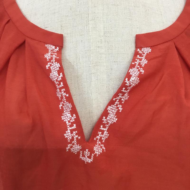 ジーナシス JEANASIS カットソー 七分袖 FREE 無地 X 刺繍 橙 / オレンジ /  レディース USED 古着 中古 10068263