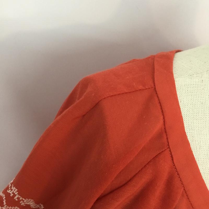 ジーナシス JEANASIS カットソー 七分袖 FREE 無地 X 刺繍 橙 / オレンジ /  レディース USED 古着 中古 10068263