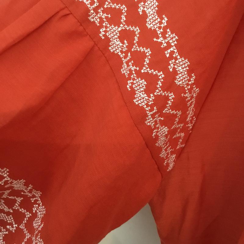 ジーナシス JEANASIS カットソー 七分袖 FREE 無地 X 刺繍 橙 / オレンジ /  レディース USED 古着 中古 10068263