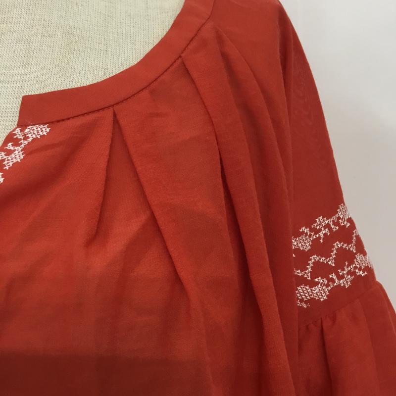 ジーナシス JEANASIS カットソー 七分袖 FREE 無地 X 刺繍 橙 / オレンジ /  レディース USED 古着 中古 10068263