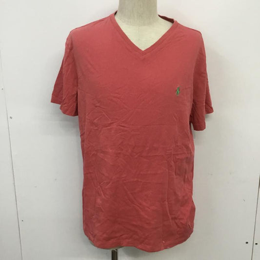 ポロラルフローレン POLO RALPH LAUREN Tシャツ 半袖 PRL Vネック L ワンポイント 桃 / ピンク /  メンズ USED 古着 中古 10068269