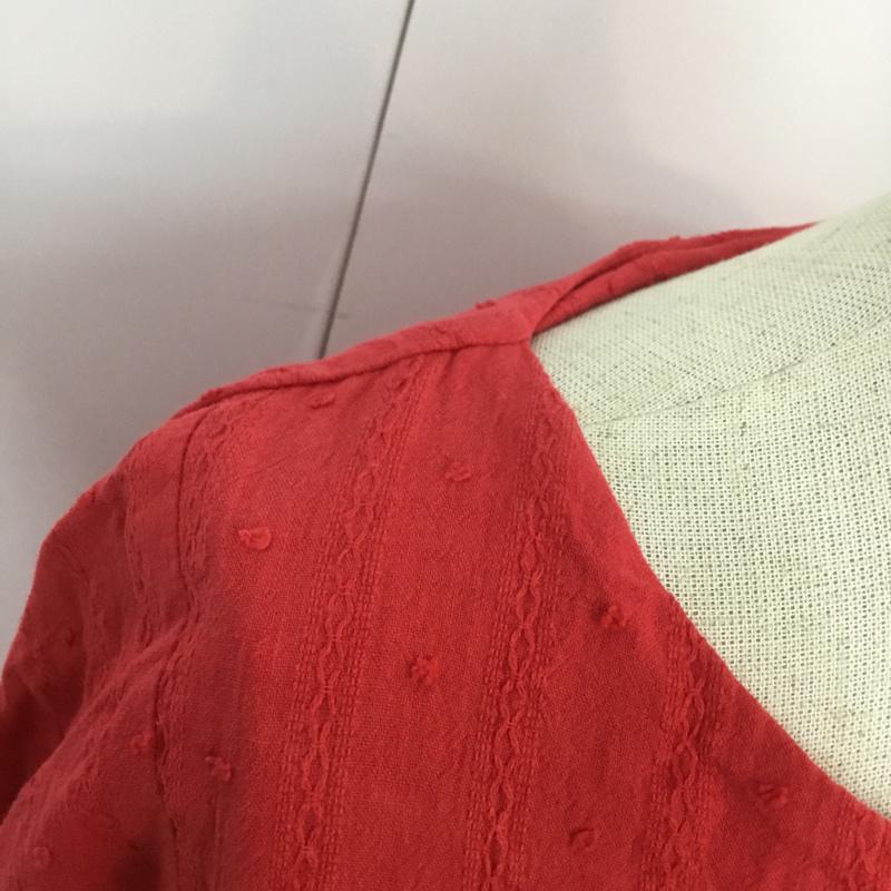 メルロー merlot シャツ、ブラウス 長袖 無地 赤 / レッド /  レディース USED 古着 中古 10068294
