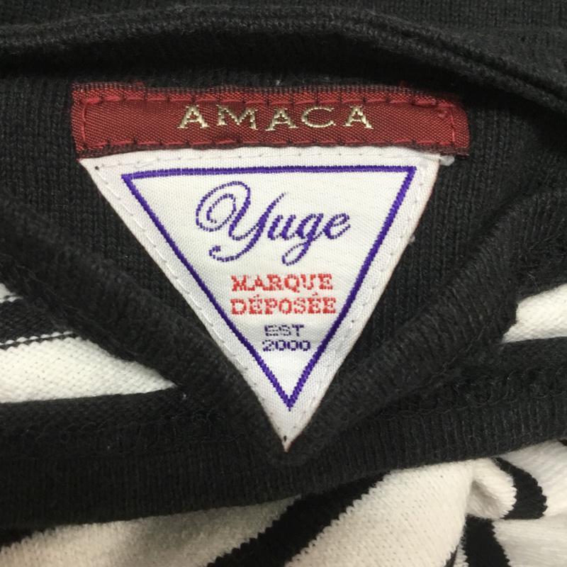 アマカ AMACA ワンピース ひざ丈スカート 38 ボーダー柄 白 / ホワイト / X 黒 / ブラック /  レディース USED 古着 中古 10068298