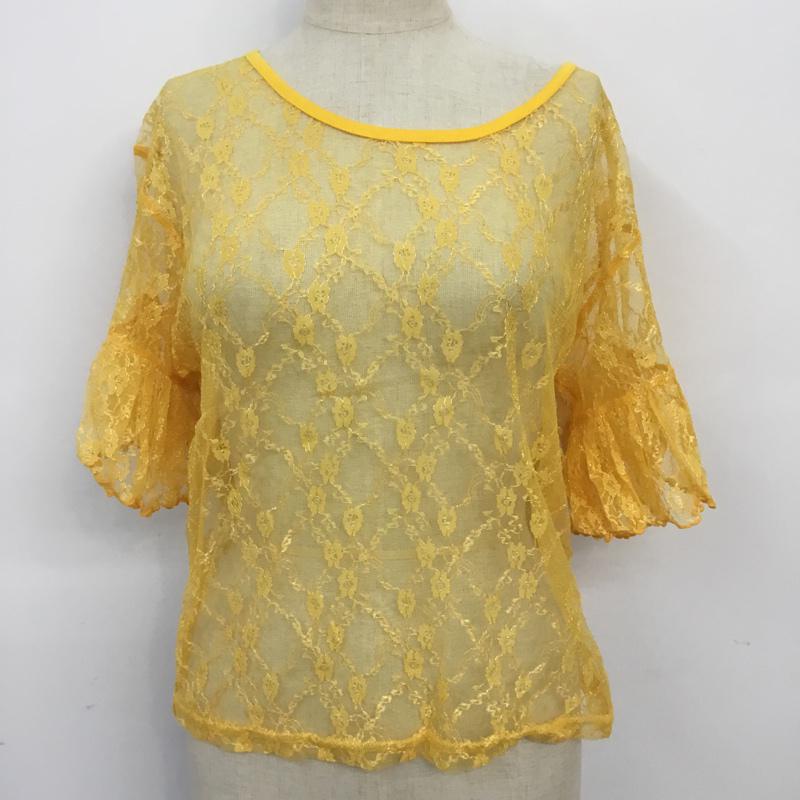 セシルマクビー CECIL McBEE カットソー 半袖 M 無地 黄 / イエロー /  レディース USED 古着 中古 10068363