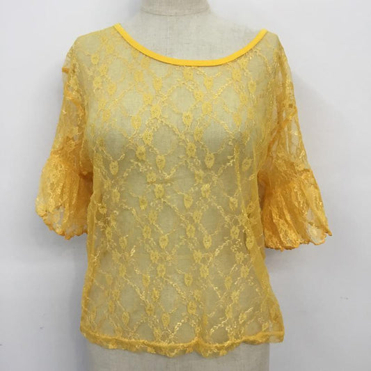 セシルマクビー CECIL McBEE カットソー 半袖 M 無地 黄 / イエロー /  レディース USED 古着 中古 10068363