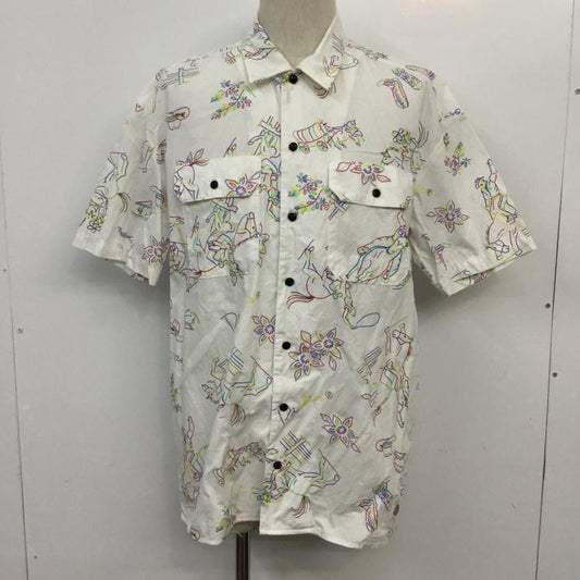 ディッキーズ Dickies シャツ、ブラウス 半袖 L 総柄 白 / ホワイト /  メンズ USED 古着 中古 10068393