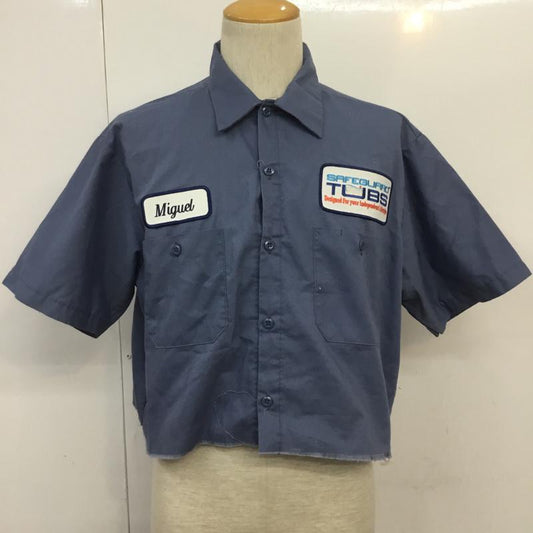 シンタス CiNTAS シャツ、ブラウス 半袖 Z3A054 ワークシャツ ショート丈 ワッペン L  青 / ブルー /  メンズ USED 古着 中古 10068474