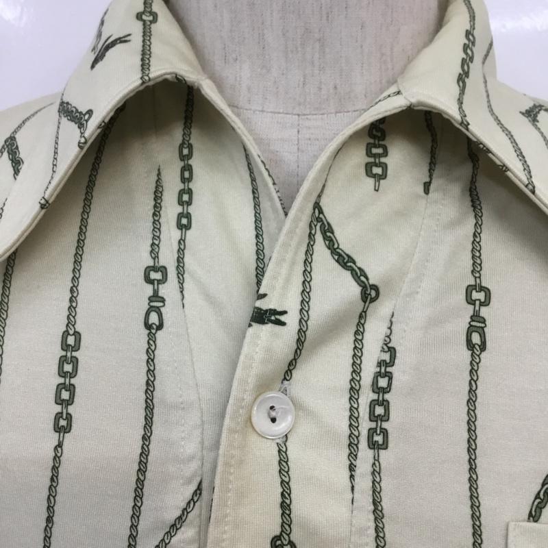 ラコステ LACOSTE カットソー 半袖 CHEMISE LACOSTE 総柄 ベージュ / ベージュ / X 緑 / グリーン /  メンズ USED 古着 中古 10068480