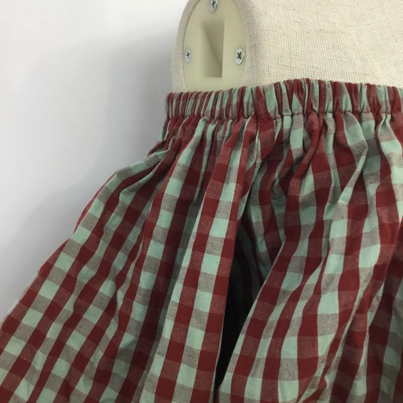 スライ SLY カットソー 半袖 030AAM30-1490 オフショルダー バルーンスリーブ 1 チェック 赤 / レッド / X 薄緑 / ライトグリーン /  レディース USED 古着 中古 10068493