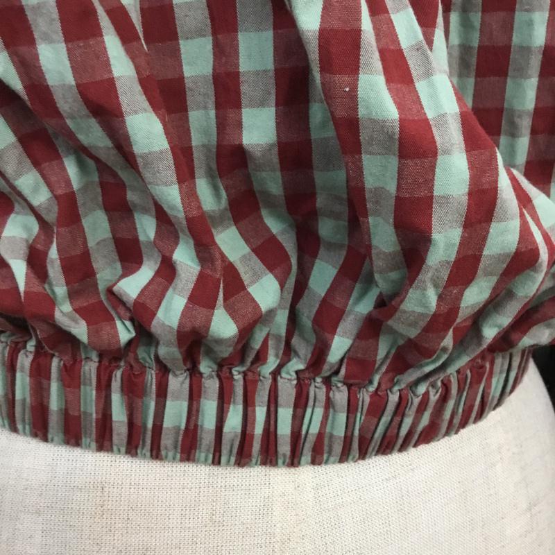 スライ SLY カットソー 半袖 030AAM30-1490 オフショルダー バルーンスリーブ 1 チェック 赤 / レッド / X 薄緑 / ライトグリーン /  レディース USED 古着 中古 10068493