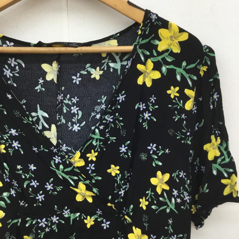 ザラベーシック ZARA BASIC ワンピース ひざ丈スカート XL 花柄 黒 / ブラック /  レディース USED 古着 中古 10068699