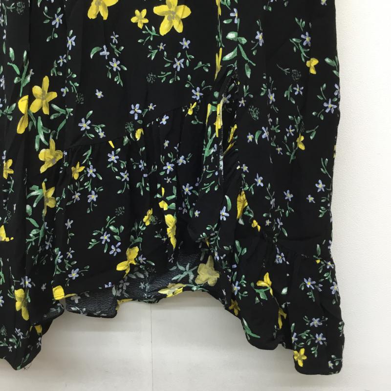 ザラベーシック ZARA BASIC ワンピース ひざ丈スカート XL 花柄 黒 / ブラック /  レディース USED 古着 中古 10068699