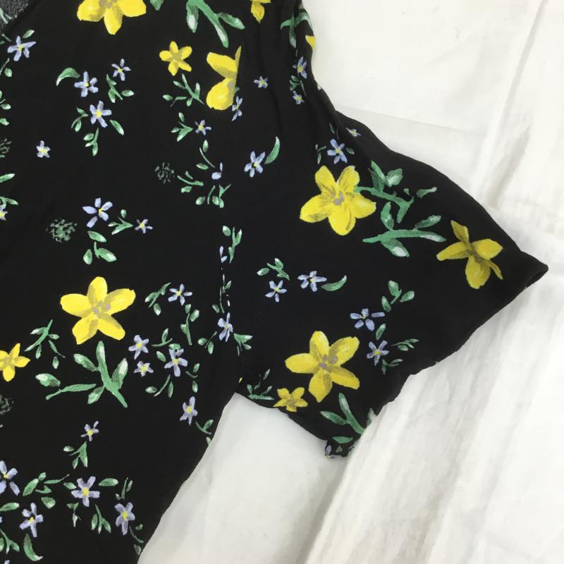 ザラベーシック ZARA BASIC ワンピース ひざ丈スカート XL 花柄 黒 / ブラック /  レディース USED 古着 中古 10068699