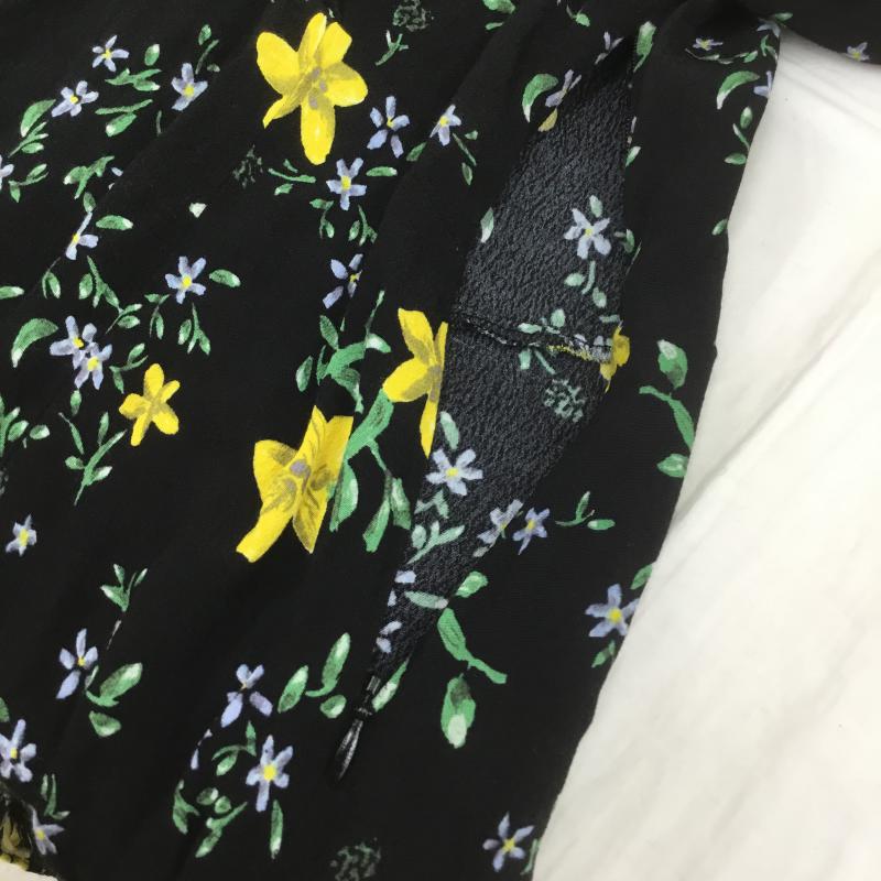 ザラベーシック ZARA BASIC ワンピース ひざ丈スカート XL 花柄 黒 / ブラック /  レディース USED 古着 中古 10068699