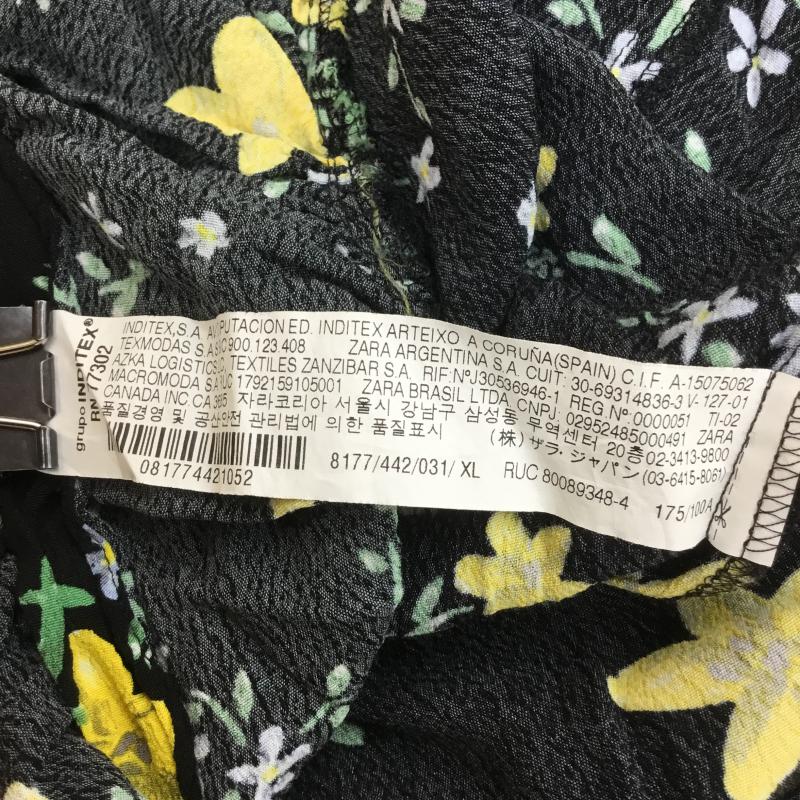 ザラベーシック ZARA BASIC ワンピース ひざ丈スカート XL 花柄 黒 / ブラック /  レディース USED 古着 中古 10068699