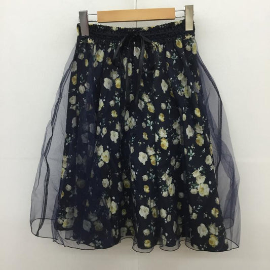 アクシーズファム axes femme スカート ひざ丈スカート M 花柄 紺 / ネイビー / X 黒 / ブラック /  レディース USED 古着 中古 10068732