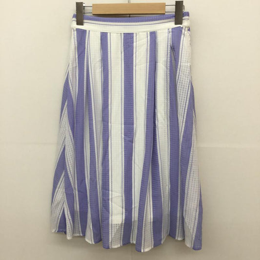 ロペピクニック ROPE' PICNIC スカート ひざ丈スカート 38 ストライプ 白 / ホワイト / X 水色 / ライトブルー /  レディース USED 古着 中古 10068816