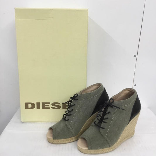 ディーゼル DIESEL サンダル サンダル PEDRO オープントゥ ウエッジソール 22.5cm 箱有 22.5cm ロゴ、文字 黒 / ブラック / X カーキ / カーキ / X ベージュ / ベージュ /  レディース USED 古着 中古 10069251