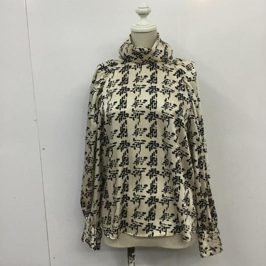ザラ ZARA カットソー 長袖 8323 178 070 XS 総柄 黒 / ブラック / X ベージュ / ベージュ /  レディース USED 古着 中古 10069317