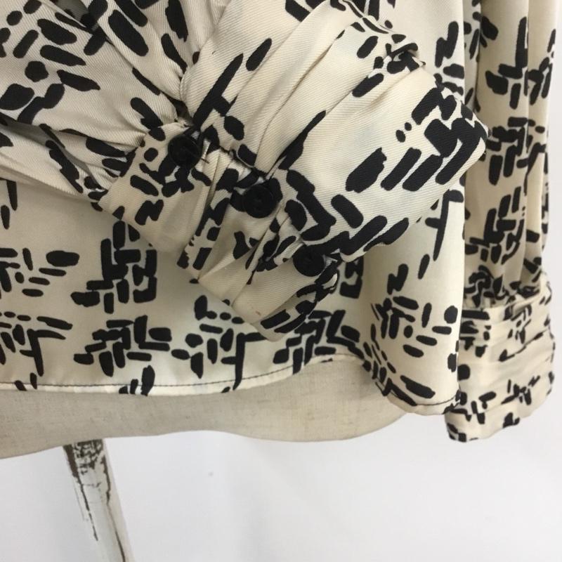 ザラ ZARA カットソー 長袖 8323 178 070 XS 総柄 黒 / ブラック / X ベージュ / ベージュ /  レディース USED 古着 中古 10069317