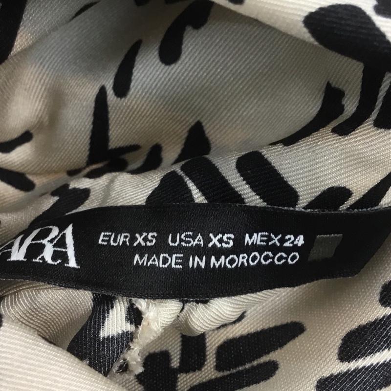 ザラ ZARA カットソー 長袖 8323 178 070 XS 総柄 黒 / ブラック / X ベージュ / ベージュ /  レディース USED 古着 中古 10069317