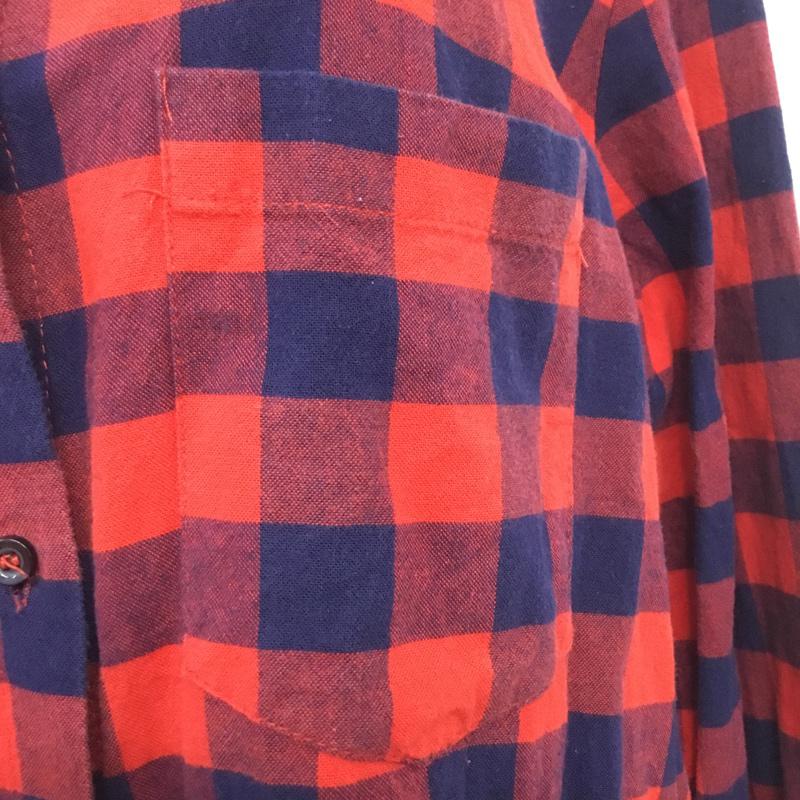 ザラベーシック ZARA BASIC シャツ、ブラウス 長袖 1639 237 076 L チェック 赤 / レッド / X 紺 / ネイビー /  レディース USED 古着 中古 10069731