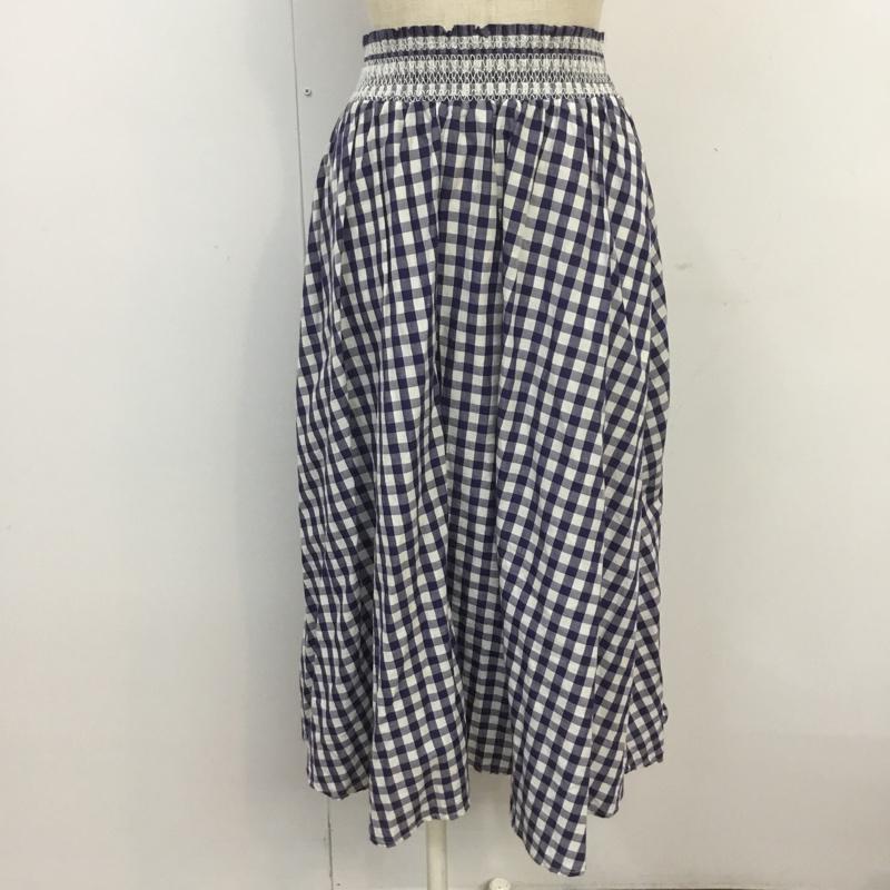 ザラウーマン ZARA WOMAN スカート ひざ丈スカート ギャザー XS チェック 白 / ホワイト / X 青 / ブルー /  レディース USED 古着 中古 10069823
