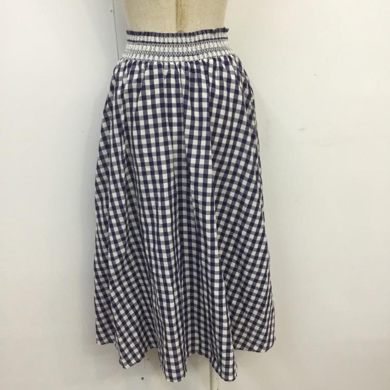 ザラウーマン ZARA WOMAN スカート ひざ丈スカート ギャザー XS チェック 白 / ホワイト / X 青 / ブルー /  レディース USED 古着 中古 10069823