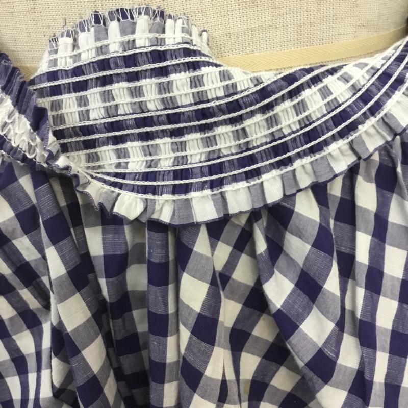 ザラウーマン ZARA WOMAN スカート ひざ丈スカート ギャザー XS チェック 白 / ホワイト / X 青 / ブルー /  レディース USED 古着 中古 10069823