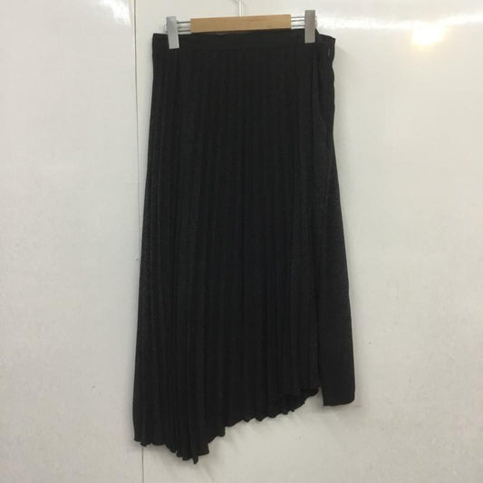 ザラ ZARA スカート ひざ丈スカート プリーツ アシンメトリー L 無地 黒 / ブラック /  レディース USED 古着 中古 10069824