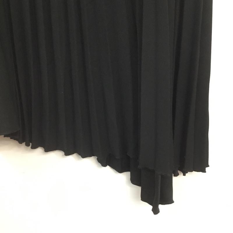 ザラ ZARA スカート ひざ丈スカート プリーツ アシンメトリー L 無地 黒 / ブラック /  レディース USED 古着 中古 10069824