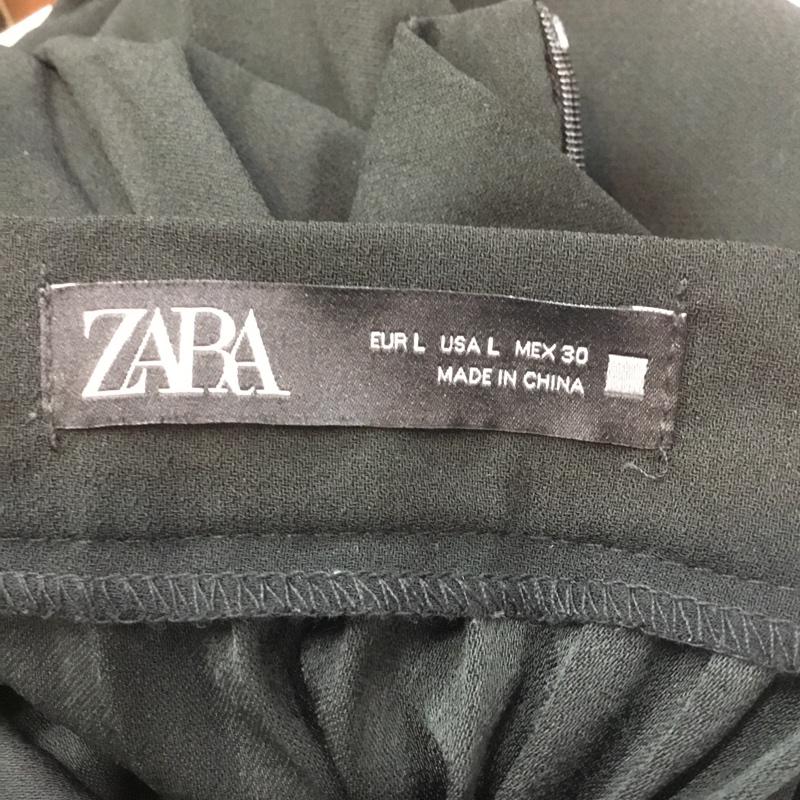 ザラ ZARA スカート ひざ丈スカート プリーツ アシンメトリー L 無地 黒 / ブラック /  レディース USED 古着 中古 10069824