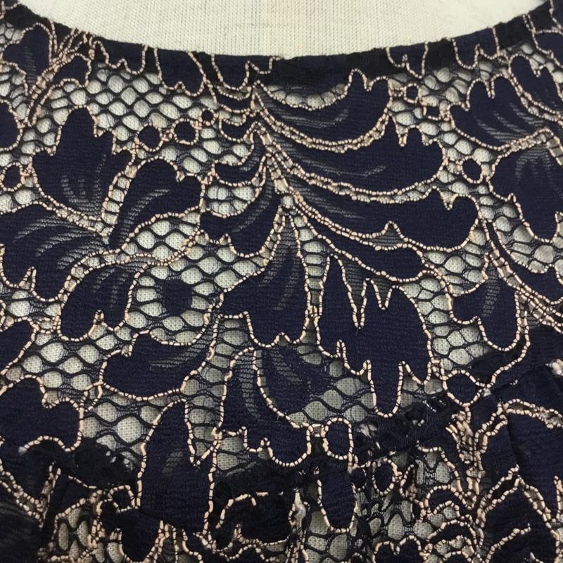 ザラベーシック ZARA BASIC カットソー 半袖 総レース S レース柄 紺 / ネイビー / X ベージュ / ベージュ /  レディース USED 古着 中古 10069871