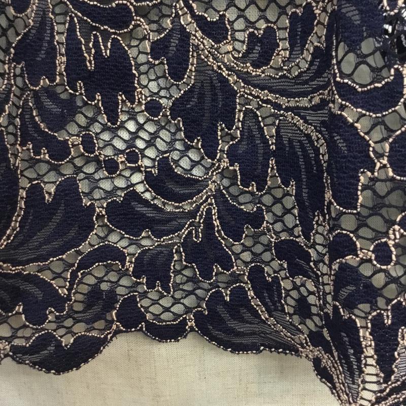 ザラベーシック ZARA BASIC カットソー 半袖 総レース S レース柄 紺 / ネイビー / X ベージュ / ベージュ /  レディース USED 古着 中古 10069871